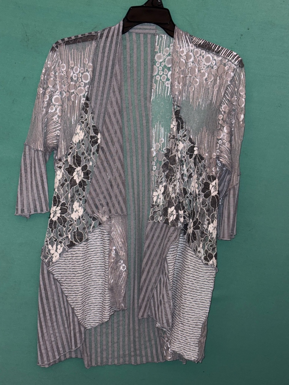 Kamana Mixed Media Patchwork Lace Cardigan Duster SK-5046